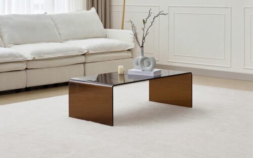 Mesa de centro en vidrio curvo
