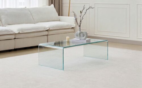 Mesa de centro en vidrio curvo